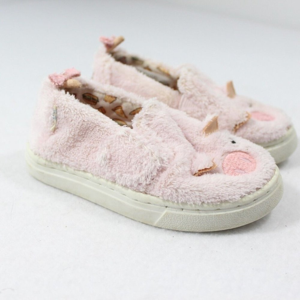 TOMS Year Of The Pig Limited Edition Youth Shoes Little Kids Pink Fuzzy Size 6 - Picture 2 of 7